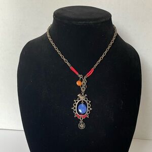 Anthropologie Blue and Red Pendant Necklace